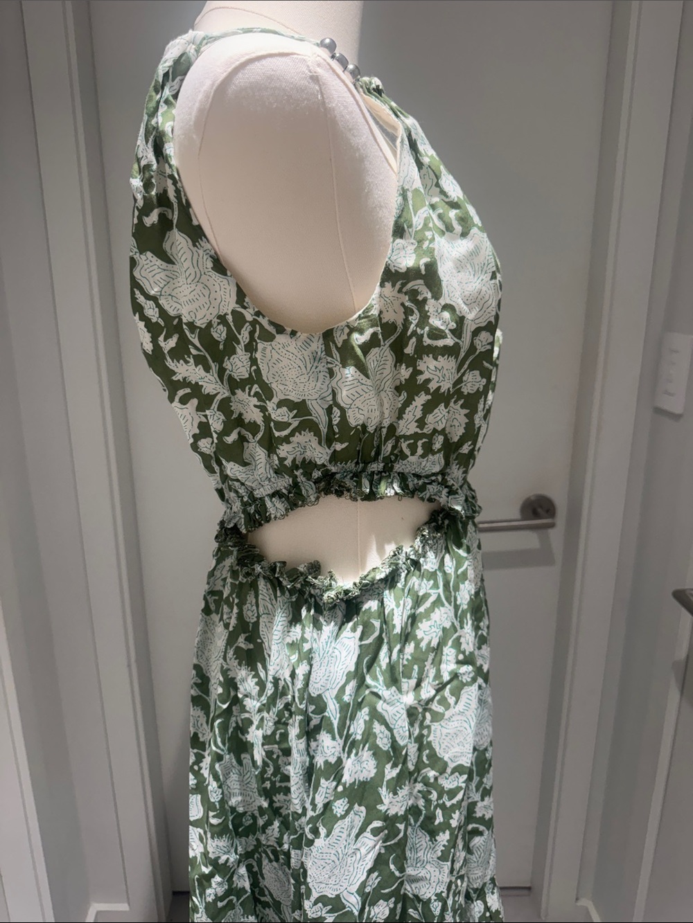 Maje Green & White Floral V-Neck Maxi Dress - Picture 2 of 3